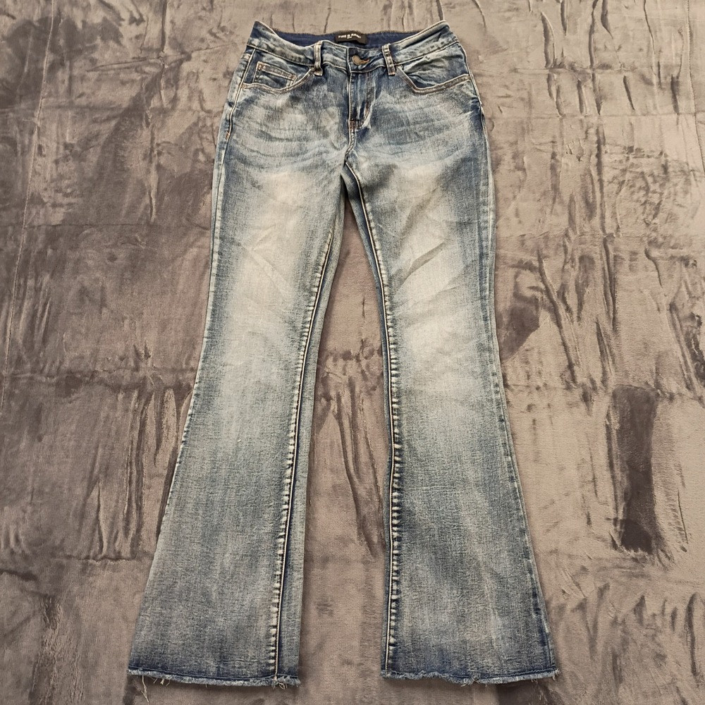 FIRE & RAIN DENIM Womens‎ Blue Wash Flare Jeans Frayed Hem Size 9